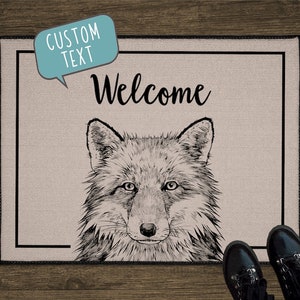 Fox Door Mat, Animal Custom Front Doormat, Personalized Foxy Welcome Mat, Large Floor Mat, Realtor Gift for Clients, Closing Gift