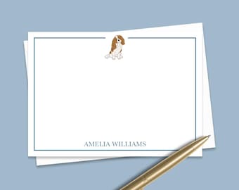 Tarjetas de notas personalizadas de Cavalier King Charles Spaniel, juego de tarjetas de notas para perros personalizado, juego de papelería, lindo sobre de conjunto de tarjetas de notas planas de agradecimiento