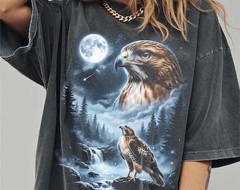 Hawk Howling at Moon Shirt, Funny Bird Watching Comfort Colors Halloween Tshirt, Bird Nerd Gifts