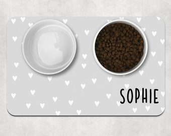 Personalized Pet Placemat, Mini Heart Dog mat, Custom Pet Food Mats, Dog water bowl mat, Pet Bowl Mats, Cat Feeding Mat, New Puppy Gift