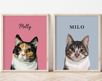 Custom Cat Portrait From Photo, Cat Portrait Print, Custom Pet Portrait From Photo, Cat Portrait Drawing, Cat Memorial Gift Pet Memorial Art