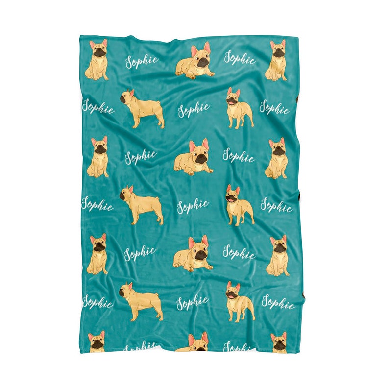 French Bulldog Blanket Custom Name Frenchie Dog Blanket Etsy