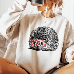 Funny and Cute Nerdy Animal Wearing Glasses shirt for Hedgehog lovers! This Hedgie art tshirt, tank top, kids tee, youth or sweatshirt is a perfect gift for Hedgehog Mom and Animal Lovers.