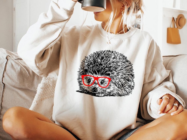 Funny and Cute Nerdy Animal Wearing Glasses shirt for Hedgehog lovers! This Hedgie art tshirt, tank top, kids tee, youth or sweatshirt is a perfect gift for Hedgehog Mom and Animal Lovers.