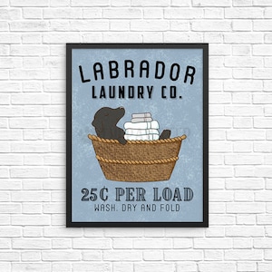 Labrador Retriever Laundry Wall Decor, Black Lab Laundry Art Print, Dog Wall Art, Laundry Room Sign, Vintage Poster Laundry Room Decor