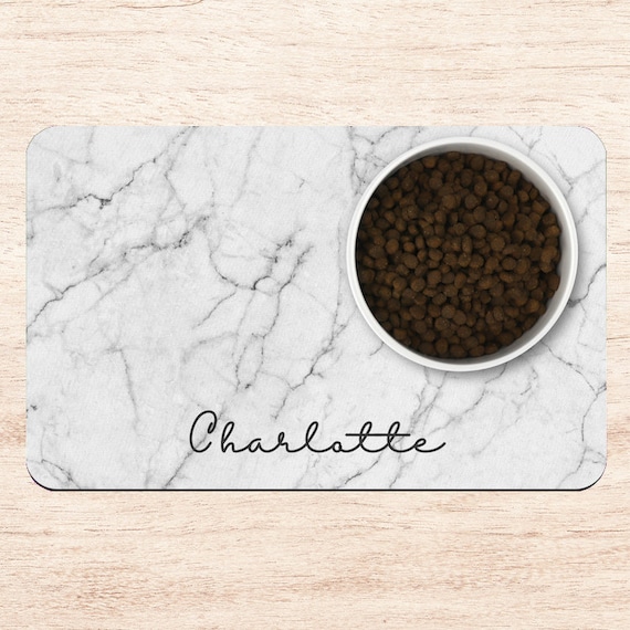 White Marble Print Dog Mat Marble Personalized Dog Placemat Etsy