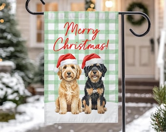Bandera de jardín con forma de perro, banderas navideñas personalizadas, decoración navideña personalizada, regalos