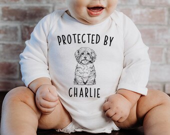 Protected by Dog Baby Bodysuit, Protected by a Havanese Baby Clothes, Dog Baby Shower Gift, Baby Announcement, Toddler Kids Youth T Shirt