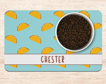 Blue Taco Dog Mat, Cute Personalized Dog Placemat, Custom Pet Food Mat, Pet Bowl Mat, Cat Feeding Mat, New Puppy Gift