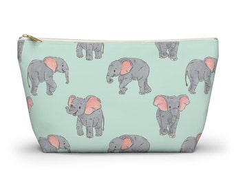 Elephant Pouch, Pencil Case, Safari Animal Custom Teacher Pencil Pouch, Bridesmaid Cosmetic Bag, Elephant Zipper Makeup Bag, Accessory Pouch