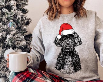 Sweat-shirt de Noël portugais pour chien d'eau, chemise de Noël pour chien Santa Portie, pull de Noël pour maman chien, cadeaux de Noël pour amoureux des chiens handicapés