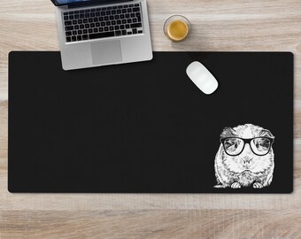 Guinea Pig Large Desk Mat, Animal Mousepad, Black Desk Pad, Mouse Pad or Keyboard Wrist Rest, Guinea Pig Mom Gifts, Office Desk Decor Gift