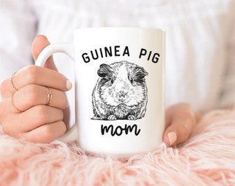 Guinea Pig Mom Mug, Guinea Pig 11 oz Coffee Mugs, Black and White Animal 15 oz Coffee Mug, Guinea Pig Mom Gifts Cup Mug, Glass