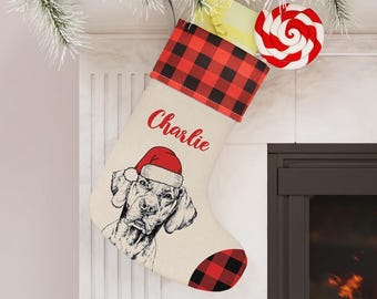 Custom Vizsla Stocking, Vizsla Dog Christmas Stocking, Personalized Holiday Dog Stockings, Vizsla Christmas Gift, Dog Christmas Decoration