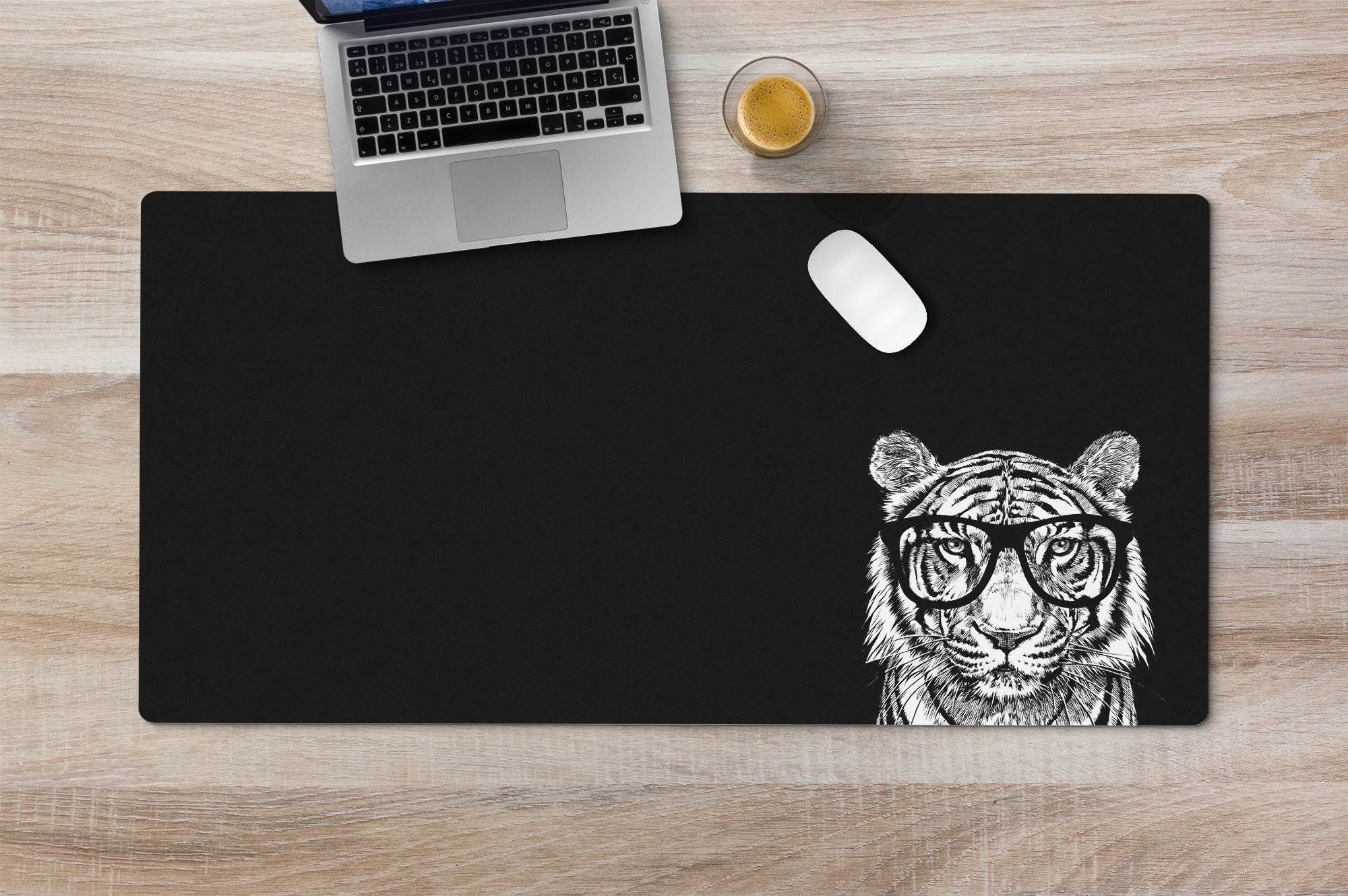 Computer Mat Tiger Tiger Large Desk Mat, Animal Mousepad, Black Desk Pad, Mouse Pad or ...