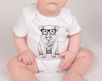 Pig Baby Bodysuit, Hipster Baby Farm Animal Baby Clothes, Baby Boy Outfit, Girl Shirt, Funny Baby Shower Gift, Toddler Kids Youth Tshirt