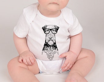 Airedale Terrier Baby Bodysuit, Hipster Dog Baby Clothes, Baby Boy Outfit, Girl Shirt, Funny Baby Shower Gift, Toddler Kids Tshirt Youth Tee