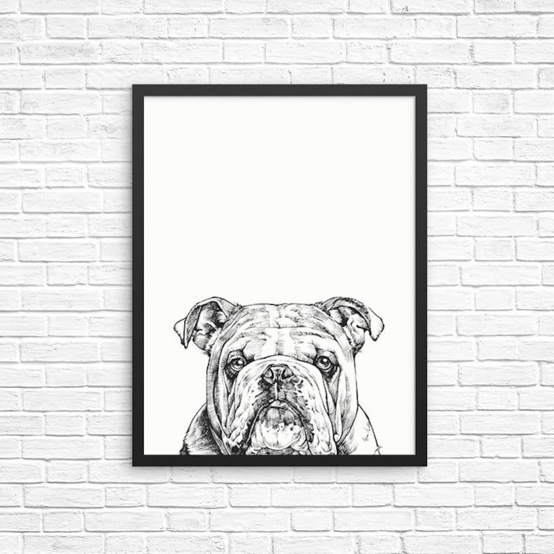 English Bulldog Wall Art Bulldog Print Dog Decor Dog Etsy