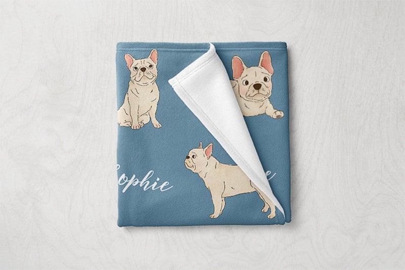French Bulldog Blanket Custom Name Frenchie Dog Blanket Etsy