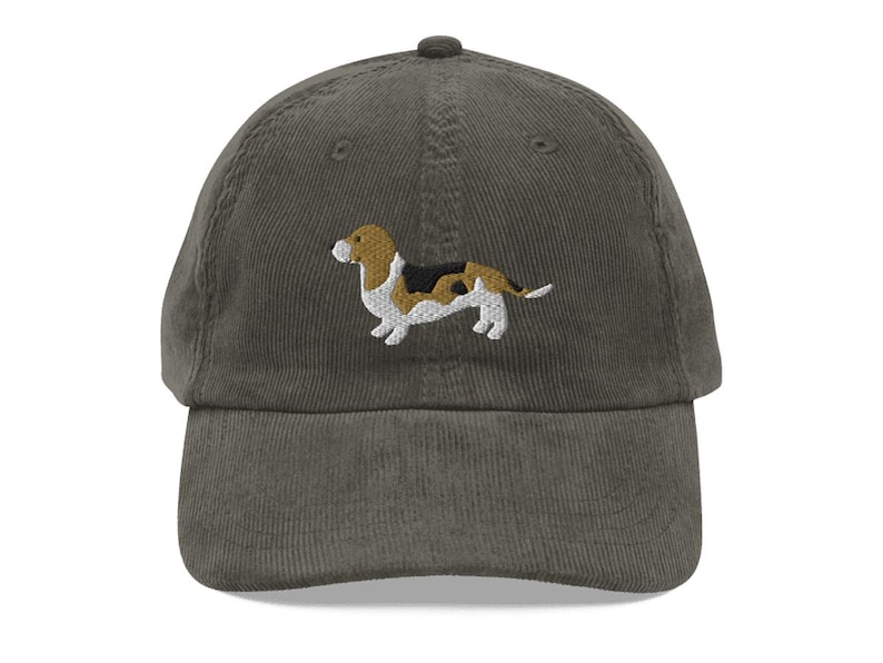 This embroidered Basset Hound hat is a perfect gift for dog dad, dog mom, Basset Hound lovers, and dog owner. Whether it's a Basset Hound beanie, vintage distressed hat, denim hat, corduroy hat or dad hat, it's a cute and funny way to show off your love for your Basset Hound dog.