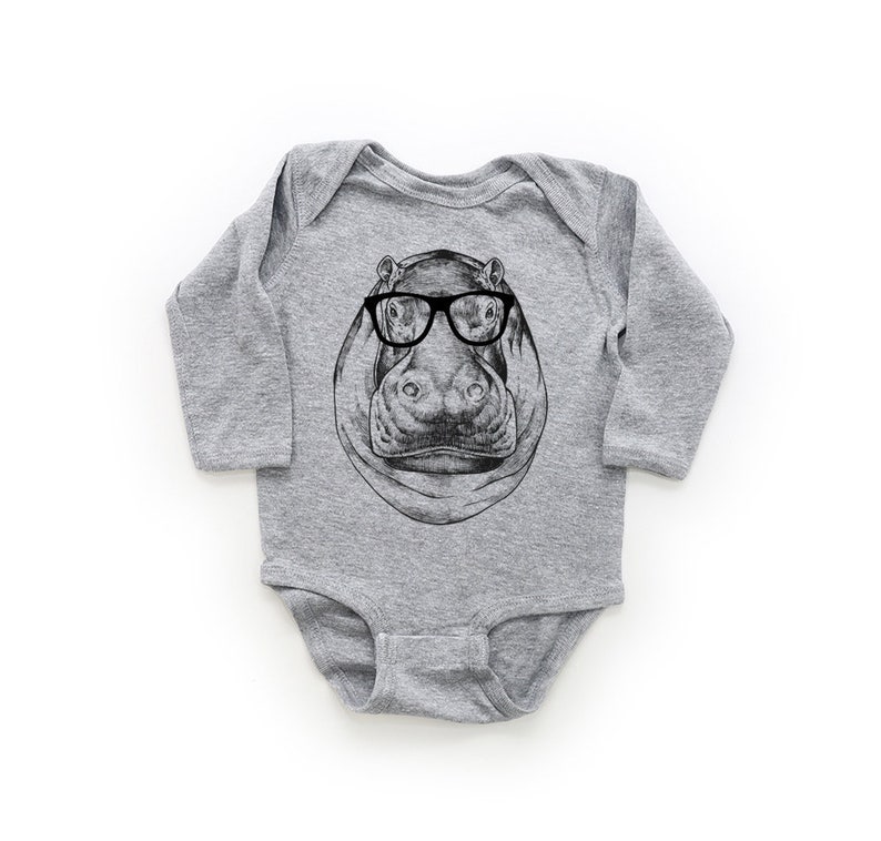Hippo Baby Bodysuit Animal Baby Clothes Hippopotamus Baby Etsy