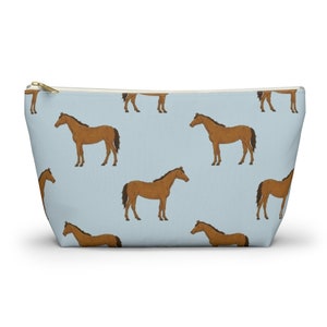 Horse Pouch, Pencil Case, Farm Animal Custom Teacher Pencil Pouch, Bridesmaid Cosmetic Bag, Farmer Zipper Makeup Bag, Accessory Pouch