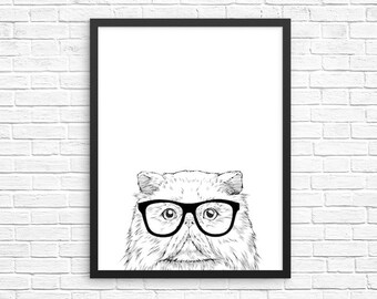 Persian Cat Wall Art, Cat Portrait Print, Farmhouse Sign, Wall Decor, Pet Cat Nursery Decor, Poster, Kids Room Decor for Boy Girl