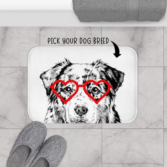 Personalized Dog Bath Mat, Custom Dog Breed Door Mat, Dog Mom Bath Floor  Mats, Bathroom Decor, Dog Dad Housewarming Gifts 