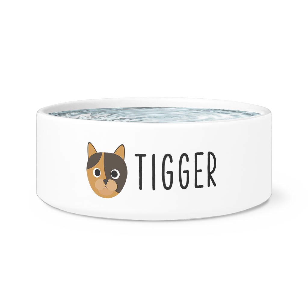Personalized Tortoiseshell Cat Bowl Custom Name Cat Water Etsy