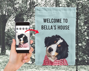 Custom Pet Portrait Garden Flag, Personalized Dog Portrait Outdoor Decorations, Spring Yard Flag, Fall Welcome Sign, Summer House Flag