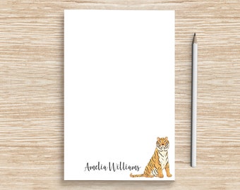 Tiger Notepad, Personalized Tiger Notepad, Safari Animal Stationery, Coworker Veterinarian Graduation Gift Teacher, Wildlife Lovers Gift