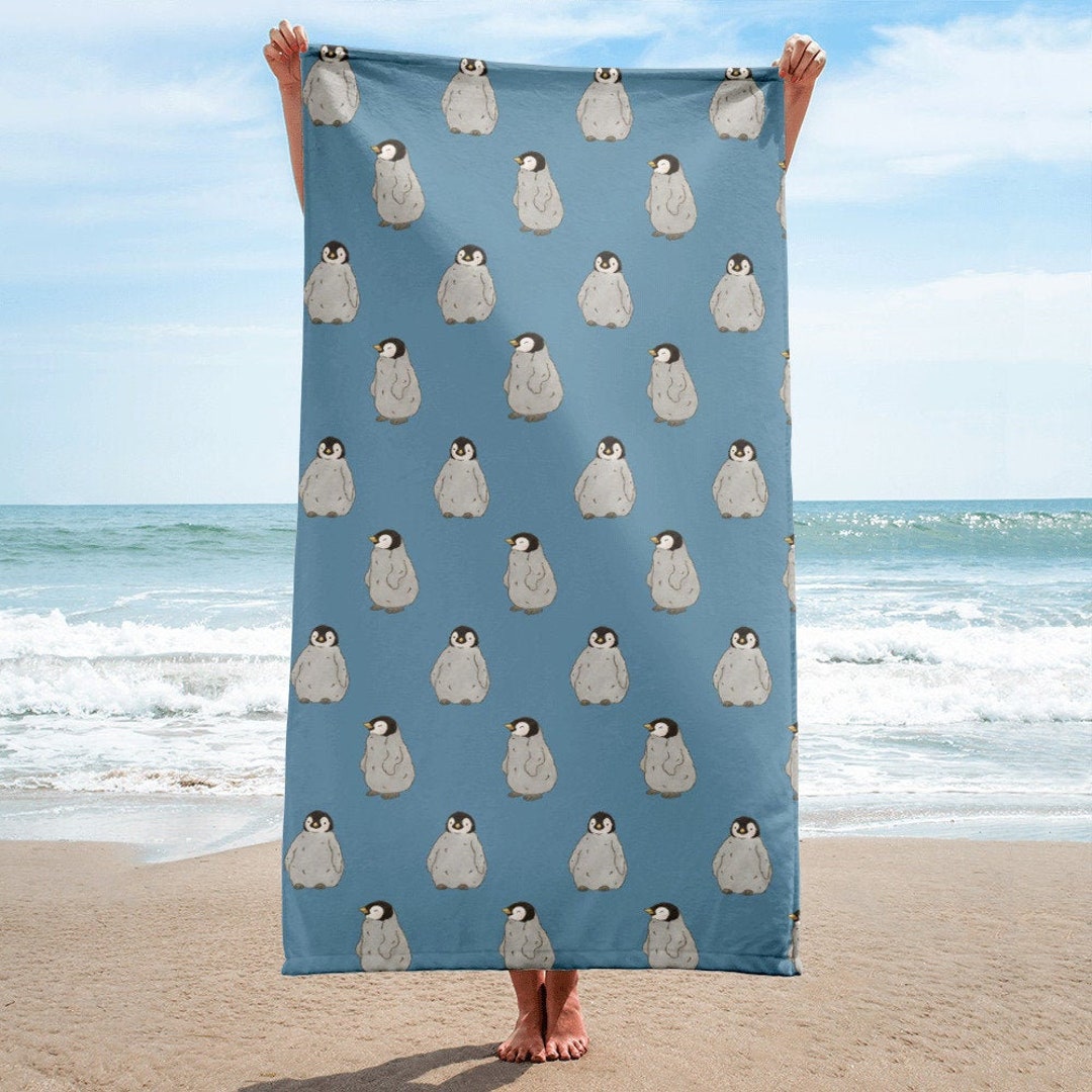 Penguin Beach Towel, Bath Towel, Cute Animal Towel, Penguin Lover