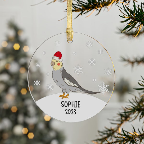 Personalized Cockatiel Ornament Christmas, Custom Bird New Baby's First Christmas Ornament, Parrot Cockatoo Mom Ornaments Xmas Gift Decor