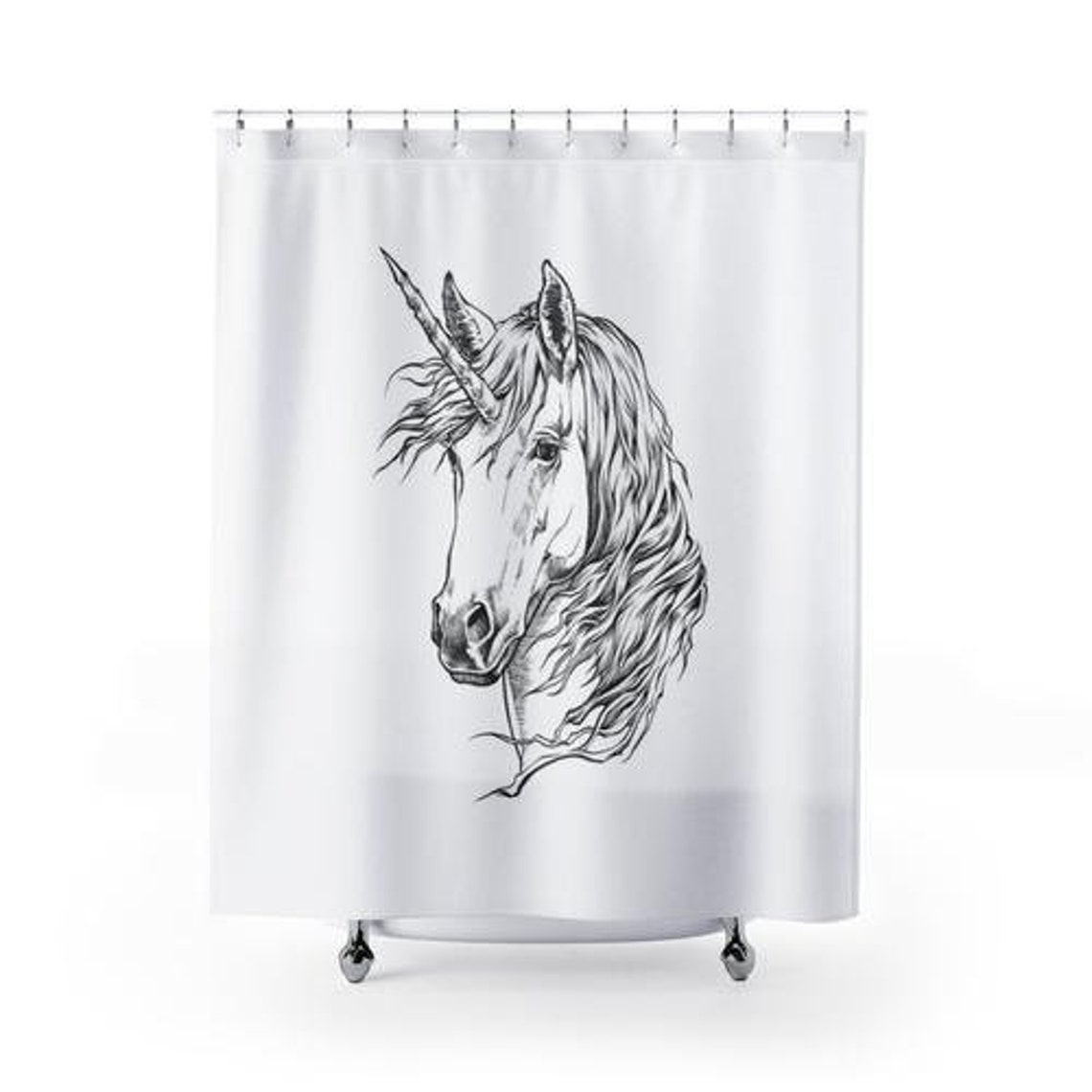 Unicorn Shower Curtain Animal Shower Curtains Set Bath Etsy