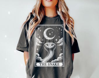 Snake Shirt, Tarot Card Shirt, Snake Halloween Moon Shirt, Funny Snake Gift, Snake Lover Gifts, Comfort Colors Shirt