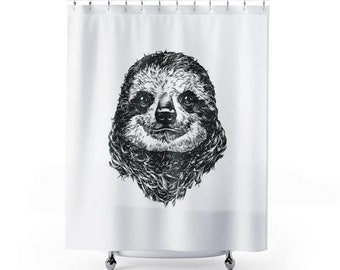 Sloth Shower Curtain, Sloth Zilla Shower Curtains