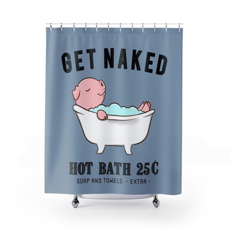 Pig Shower Curtain Get Naked Shower Curtains Bath Curtain Etsy