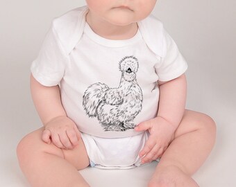 Silkie Chicken Baby Bodysuit, Baby Farm Animal Baby Clothes, Baby Boy Outfit, Girl Shirt, Funny Baby Shower Gift, Toddler Kids Youth Tshirt