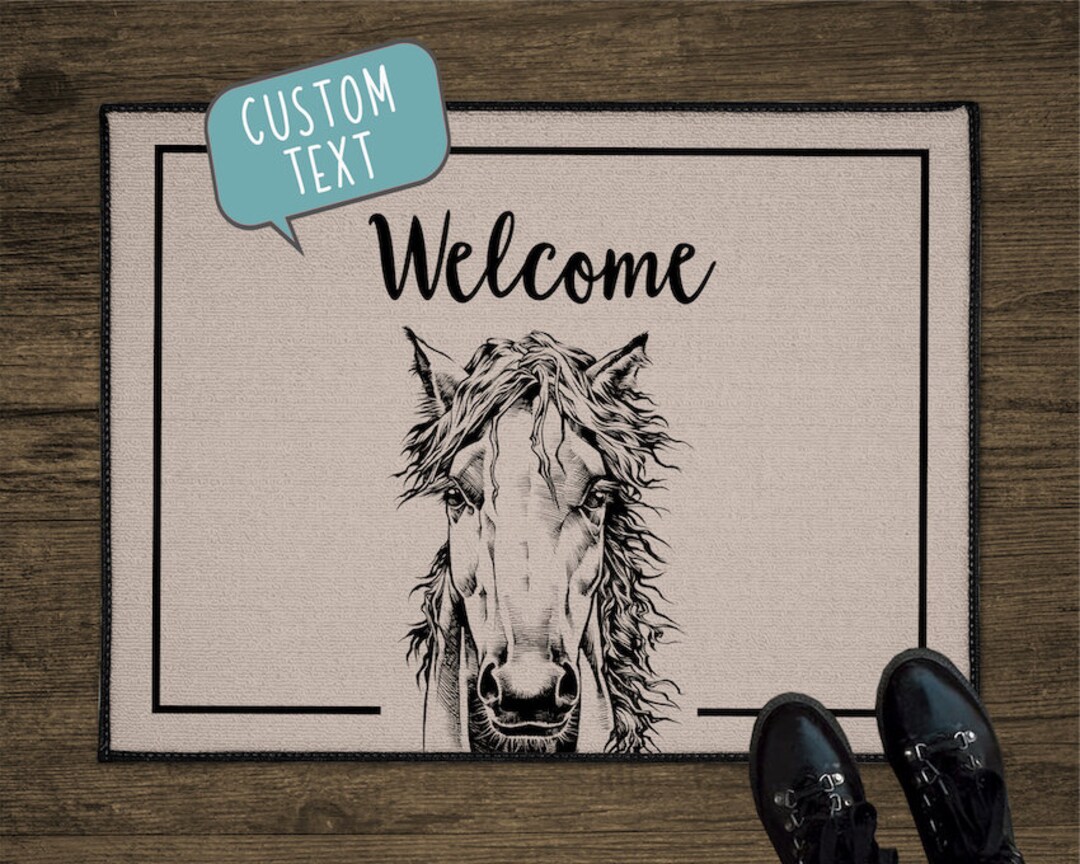 Horse Door Mat, Farm Animal Custom Farmhouse Doormat, Personalized