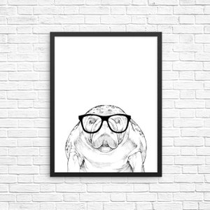 Manatee Wall Art, Sea Animal Portrait Print, Beach house Sign, Nautical Wall Decor, Marine Nursery Decor, Poster, Boy Girl Kids Room Decor