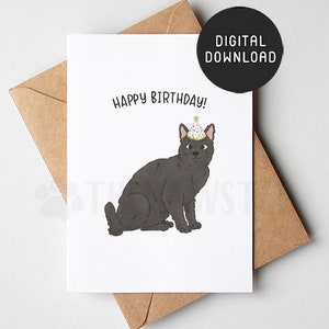 PRINTABLE Black Cat Birthday Card, Happy Birthday Card from cat, Cat Mom Cat Dad Birthday Cards from the cat, Black Cat mom gift