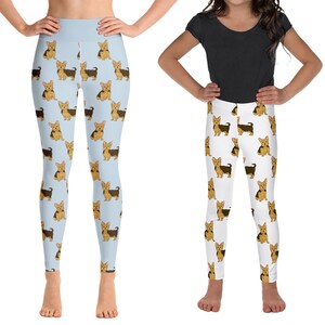 Yorkshire Terrier Leggings, Yorkie Dog Pattern Women Leggings for Gym, Yoga Leggings, Yoga Pants, Kids Tights Youth Leggings, Dog Lover Gift
