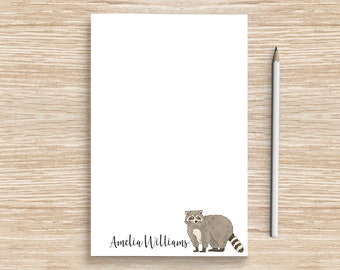 Raccoon Notepad, Personalized Racoon Notepad, Custom Animal Stationery, Coworker Veterinarian Graduation Gift Teacher, Raccoon Lovers Gifts