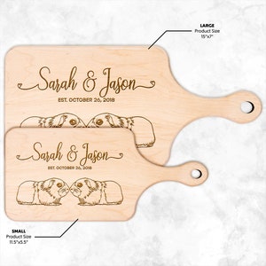 Personalized Cutting Board, Custom Guinea Pig Wood Cutting Board, Newlywed Wedding Gift, Valentine Anniversary Housewarming Gifts image 3