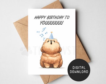 PRINTABLE Dog Birthday Card, Goldendoodle Happy Birthday Card from Dog, Funny Labradoodle Mom Dad Digital Cockapoo Card, Doodle Mom Gift