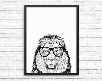 Lion Wall Art, Lion Print, Safari Animal Decor, Animal Prints, Sign, Baby Animal Nursery Decor, Poster, Kids Room Decor for Boy Girl