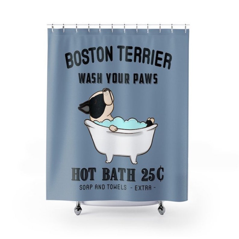 Boston Terrier Shower Curtain Dog Shower Curtains Bath Etsy