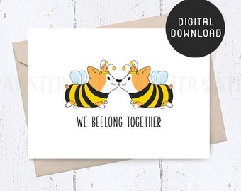 PRINTABLE Happy Valentines Day Card, We beelong together Card for him her, Anniversary Card for Husband, Wife, Birthday Card for boyfriend