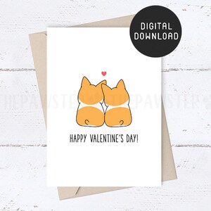 DRUCKBARE Valentinskarte, Corgis Butt Happy Valentines Day Karte für ihn, sie, Valentine Karte für Mann, Frau, lustiges Geschenk für Freund