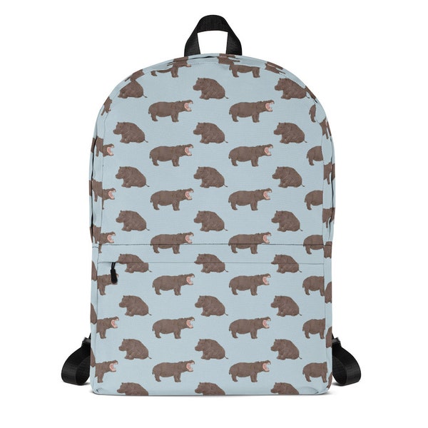 Cute Hippo Pattern Print Backpack main image 0